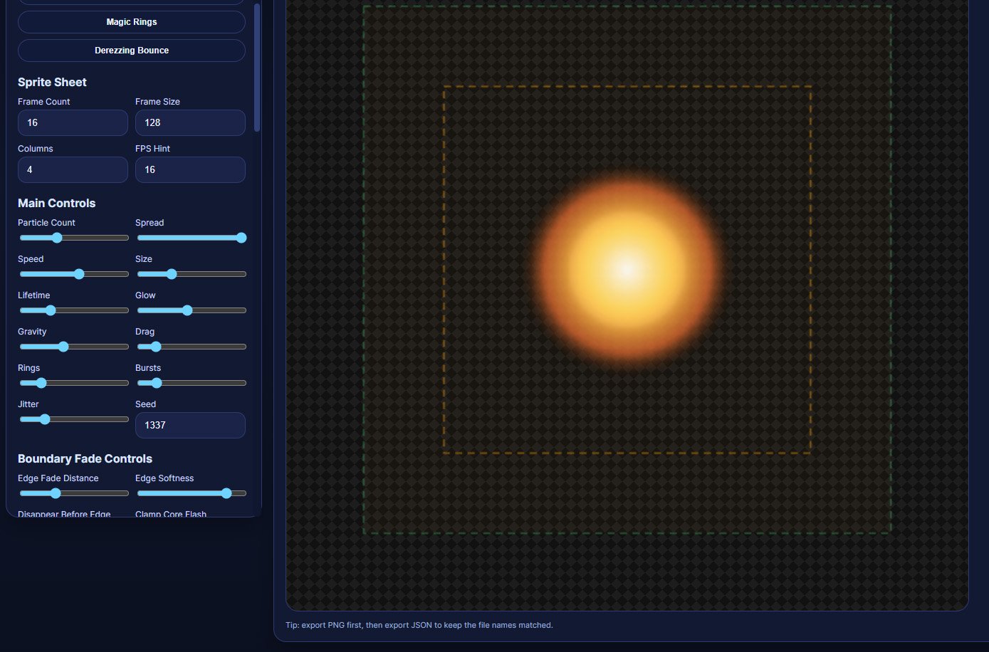 Sprite Forge glowing orb editor preview